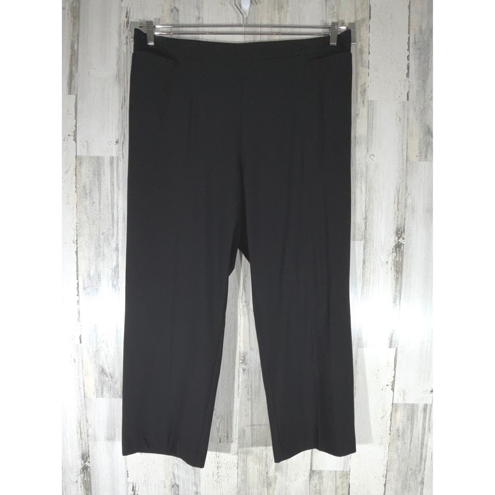 Catherines Dress Pants 2X (41x27.5) Black Plus Petite Elastic Waist Straight Leg